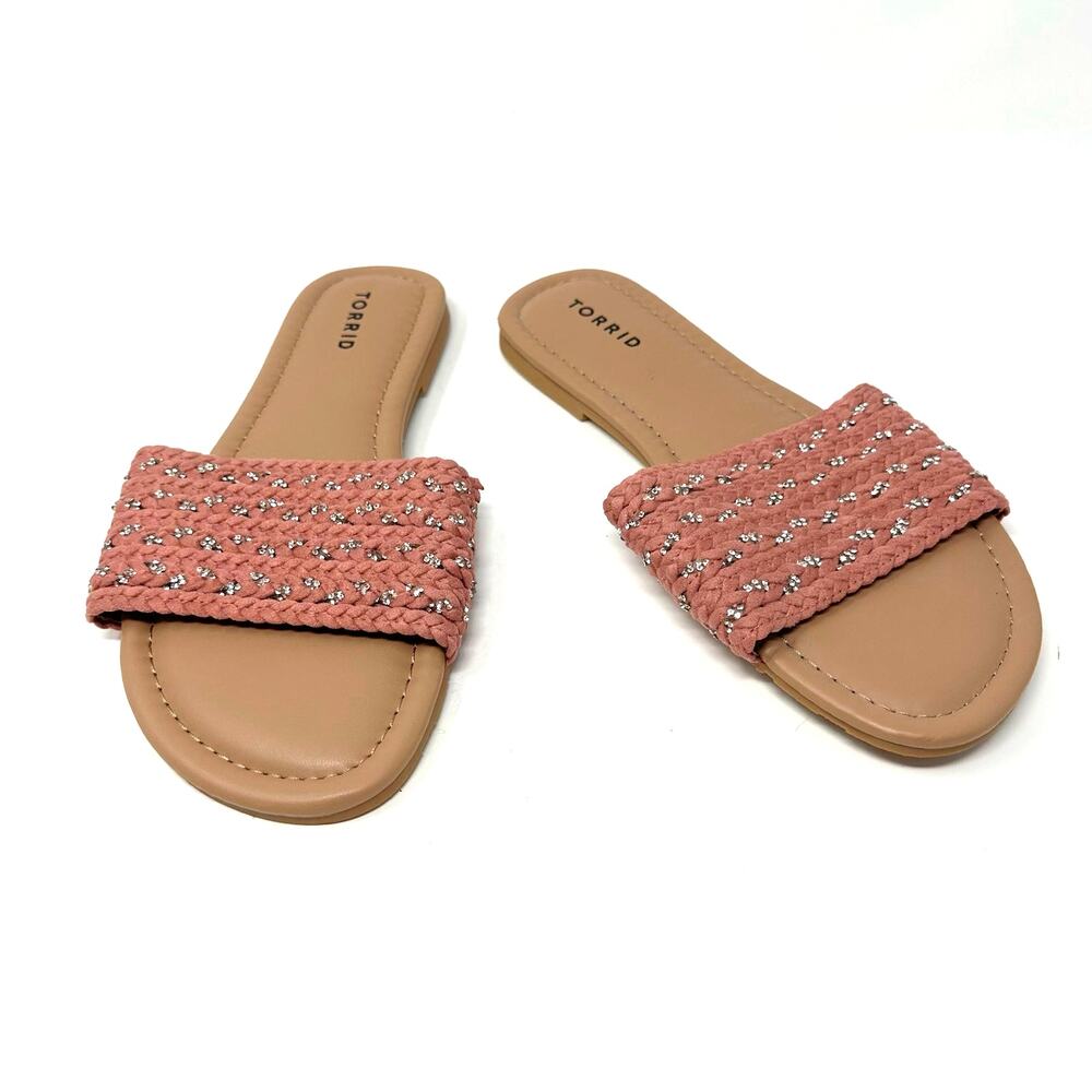 Torrid Size 10 Sandals Pink Flats Flip Flops Vacation Beach Casual Summer Slide